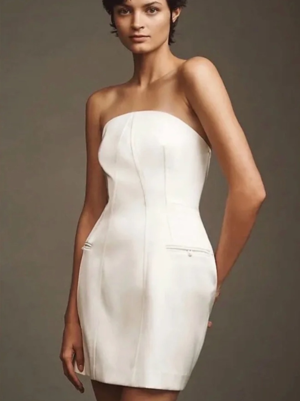 BHLDN Clean Lines Strapless Mini Dress - NWT - Anthropologie bridal dress